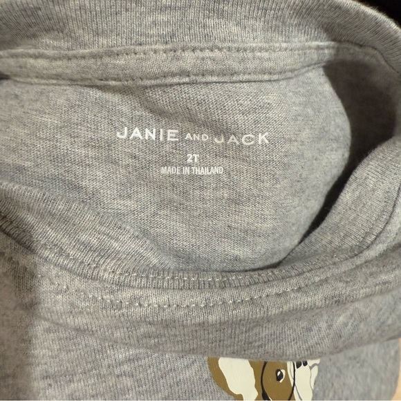 Janie and Jack Frenchie Dog Long Sleeve Tee Gray Size 2T - Picture 3 of 4